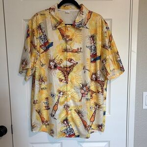 Bill The Cat Men's Yellow Graphic Short-Sleeve Button-Down Camp Shirt
